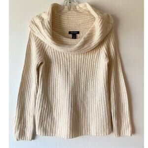 White House Black Market Cream Cowl neck Wool Blend Sweater SZ‎ S